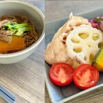 そばとコーヒーSaika - 料理写真:温そば、野菜セット