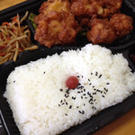 Genkiya - 唐揚げ弁当。これで何千カロリーあるんだろう…