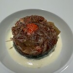 RISTORANTE IMAI - (身、ソトコ、ウチコ全てを使った)香箱蟹の(飛騨牛からとった)コンソメゼリー寄せ@¥2500(税・サービス料抜き)