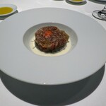 RISTORANTE IMAI - (身、ソトコ、ウチコ全てを使った)香箱蟹の(飛騨牛からとった)コンソメゼリー寄せ@¥2500 (税・サービス料抜き)