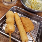 串カツ田中 - うずら、チーズ、つくね。