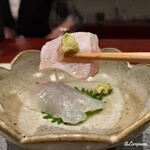 日本料理 TOBIUME - 鮃の縁側を藻塩と山葵で