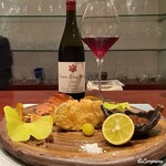 日本料理 TOBIUME - Domaine Takahiko Nana Tsu Mori Pinot Noirと松茸と穴子のフライ