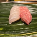 ひょうたん寿司 - 本日の特撰ネタづくし (1、2貫目)鯛、大トロ