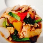 文菜華 - 鶏肉、地野菜、揚げ豆腐の黒豆ソース炒め