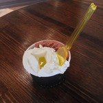 ジェラテリア アクオリーナ - 2種盛り チョコラート・グラッパとオリーブオイル（580円）