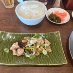 ラーメン陽向 嘉島本店 - 焼きホルモンとごはん高菜だけでごはん完食しそう！