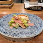 La Stalla - ノドクロとエンダイブ。肝のソースがめちゃくちゃ旨くてエンダイブに合いすぎる