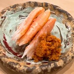 鮨 しゅん輔 - 香住産のセコ蟹。塩茹でしただけなので、内子外子身肉本来の旨味を味わえます