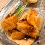 鮨 しゅん輔 - プリンのような鮟肝。お揚げに包んでいただきます