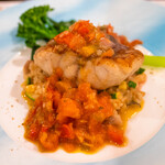 ポワソンルージュ - 北海道あんこうのロースト リゾット添え トマトとケッパーのソース