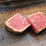 寿司栄 - 鯛のかま下の藁焼き