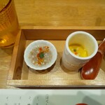 酒楽亭 空庵 - ココナッツと北海道産南瓜のスープ、十勝新得産の蕎麦粥 