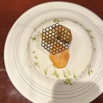 レストラン スノゥ - 「福岡県産「秋王」を使ったデザート」。秋王は柿。これも素晴らしい美味しさです。