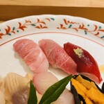 鮨　しらはた - 大トロ　中トロ　ひがしもの漬け