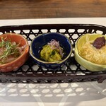 とんかつ 蒼樹 - 小鉢三種