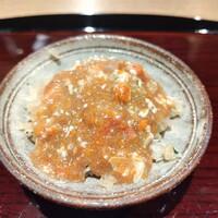 御幸町 田がわ - コッペ蟹の飯蒸し　蟹身のあんかけ