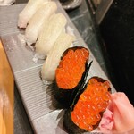 すし おおまさ - えんがわ握り、イクラ軍艦