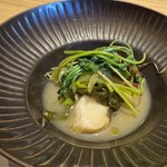 RISTORANTE IL NODO - 小坪漁港の平目、野菜のスープがでてこちらと甘い。