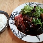 Cafe もりのおとわ - 白老牛のハンバーグ特製デミソース 1,800円 2014.05.