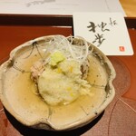 馳走 啐啄一十  - 【写真⑭】蕎麦がき(入野谷在来、長野県)と真鴨(茨城県)のつくね