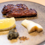 美味いもん屋 わ多なべ - 2024.12 米沢牛タン焼き 塩漬け1年の胡瓜 京都産フレッシュ筍