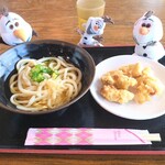 エコランド鵜足津 - 料理写真:かけうどん　１玉＆とり天　350円