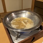 名月荘 - 鍋で温め