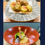 馳走 ひろ - (上)白いちじくの天ぷら✨(下)てっぱい✨