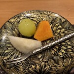 天ぷら たけうち - ナシ シャインマスカット 柿