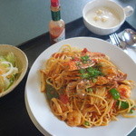 わたり蟹と小海老のトマトソーススパゲッティー(￥1100税別）