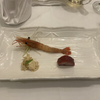 天厨菜館 渋谷店 - ボタン海老の老酒漬け入り季節の前菜