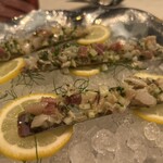 Marea - CANNOLICIO  choppedしたミルガイやクラム、プロシュートをミックスした前菜。