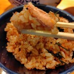 麺家 たけ田 - 蟹ごはん一口