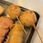 串カツ田中  - カニコロ美味しすぎた！！！季節限定品らしい。蟹味噌あじが強めで濃厚クリーミー！1つで260円は高いけど。。また食べたいなー