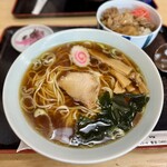 朝日屋 - 中華そば  ミニ牛丼