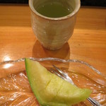 天寿し - メロンと最後のお茶、煎茶