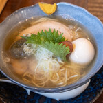 古民家ヌードゥル 黒揚羽森住 - 梅塩だし中華。梅が美味かったとのこと