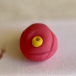 亀末廣 - 上生菓子（椿）　黒こなし製　断面と表面の違いも見所