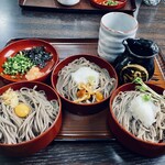 手打そば 風月庵 - 三食割子(とろろ、うずら、おろし)