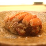 日本料理 吟 - 福井産香箱蟹の飯蒸しアップ