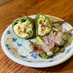 炭火焼鳥 さんぽ - ■アスパラ巻き ￥297 ■チーズピー ￥319