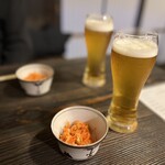 はくしか 本店 - お通しとビール