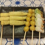 武蔵小山 神鶏 - ヤングコーン249円×2、ぎんなん259円×2、いかだ219円