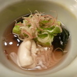 天神橋 青木 -  煮物＜鯛白子、金時草、アスパラ＞