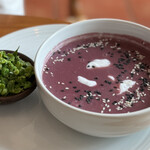 Bali Buda cafe - Purple sweet potato soup 