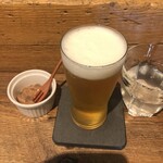 麹町いづみや しろ - あがりビール ・函館 いかの塩辛 