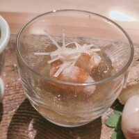日本料理 新 - 焼き茄子のジュレかけ、車海老