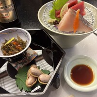 波奈 本店 - さわら、マグロのお刺身　茹で落花生