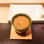 Sushi Sai Wakichi - Steamed Egg Custard with Senpouji Oysters, Topped with Koubako Crab Sauce